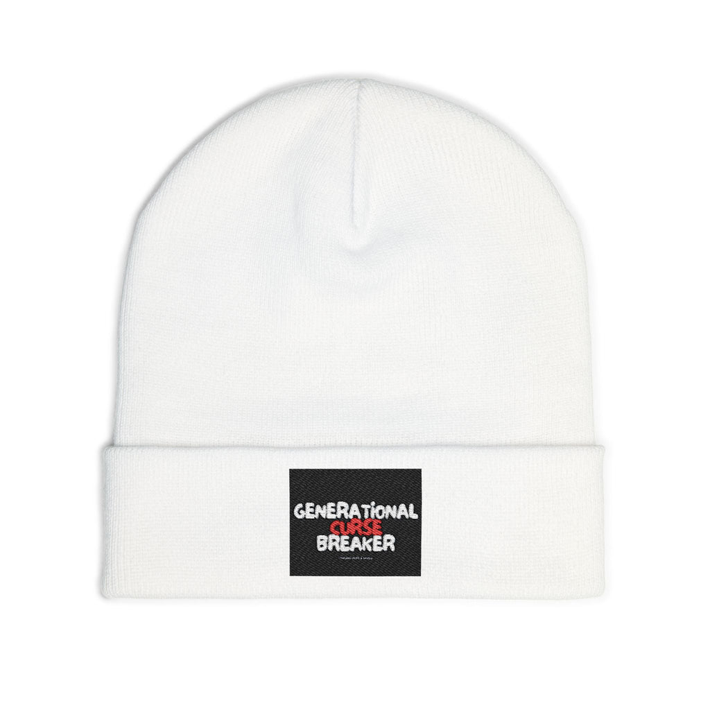 Generational Curse Breaker Knit Beanie, Warm Winter Hat, Trendy Beanie, Gift for Teen, Unique Embroidered Hat