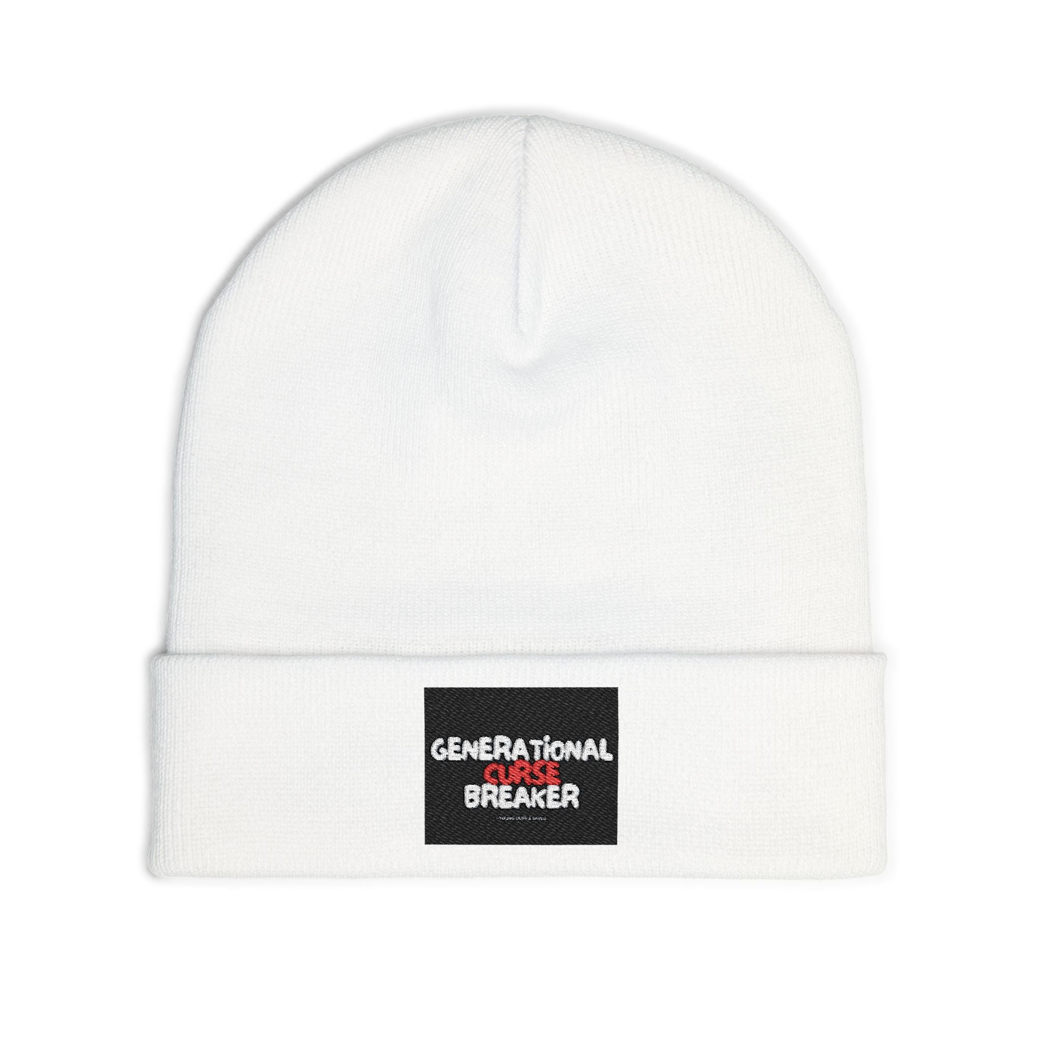 Generational Curse Breaker Knit Beanie, Warm Winter Hat, Trendy Beanie, Gift for Teen, Unique Embroidered Hat