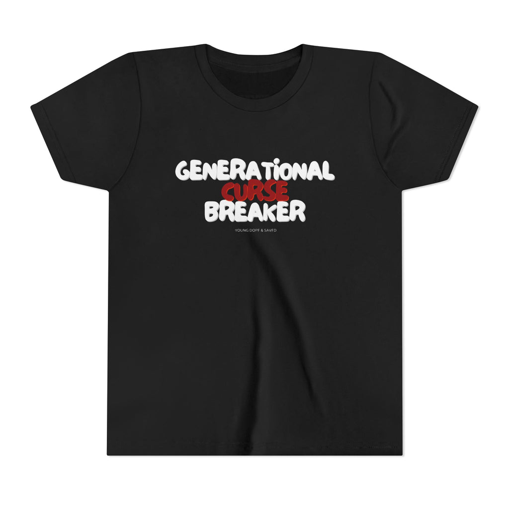 Generational Curse Breaker Youth Short Sleeve Tee with Inspirational Text, Faith-Based T-Shirt, Religious Youth Wear, Cute Christian Gift, Summer Tee