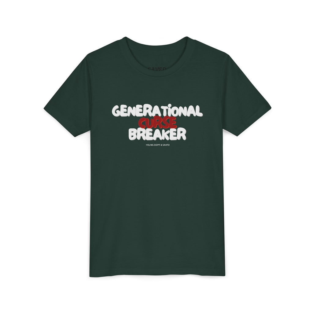 Generational Curse Breaker Youth Short Sleeve Tee with Inspirational Text, Faith-Based T-Shirt, Religious Youth Wear, Cute Christian Gift, Summer Tee