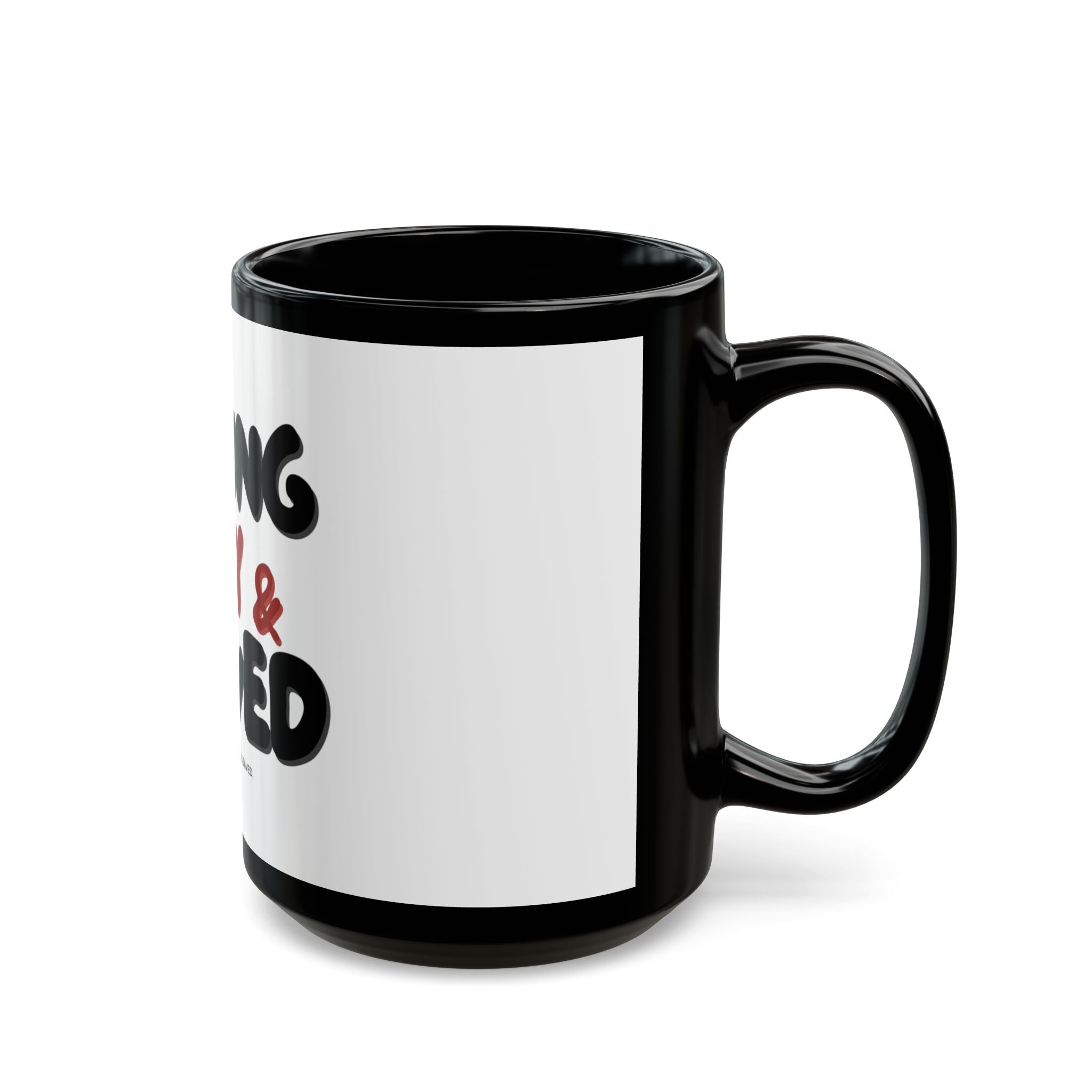 Black Mug with 'Young Fly & Saved' Design, Motivational Coffee Mug, Gift for Students, Inspirational Drinkware, Faith-Based Mug