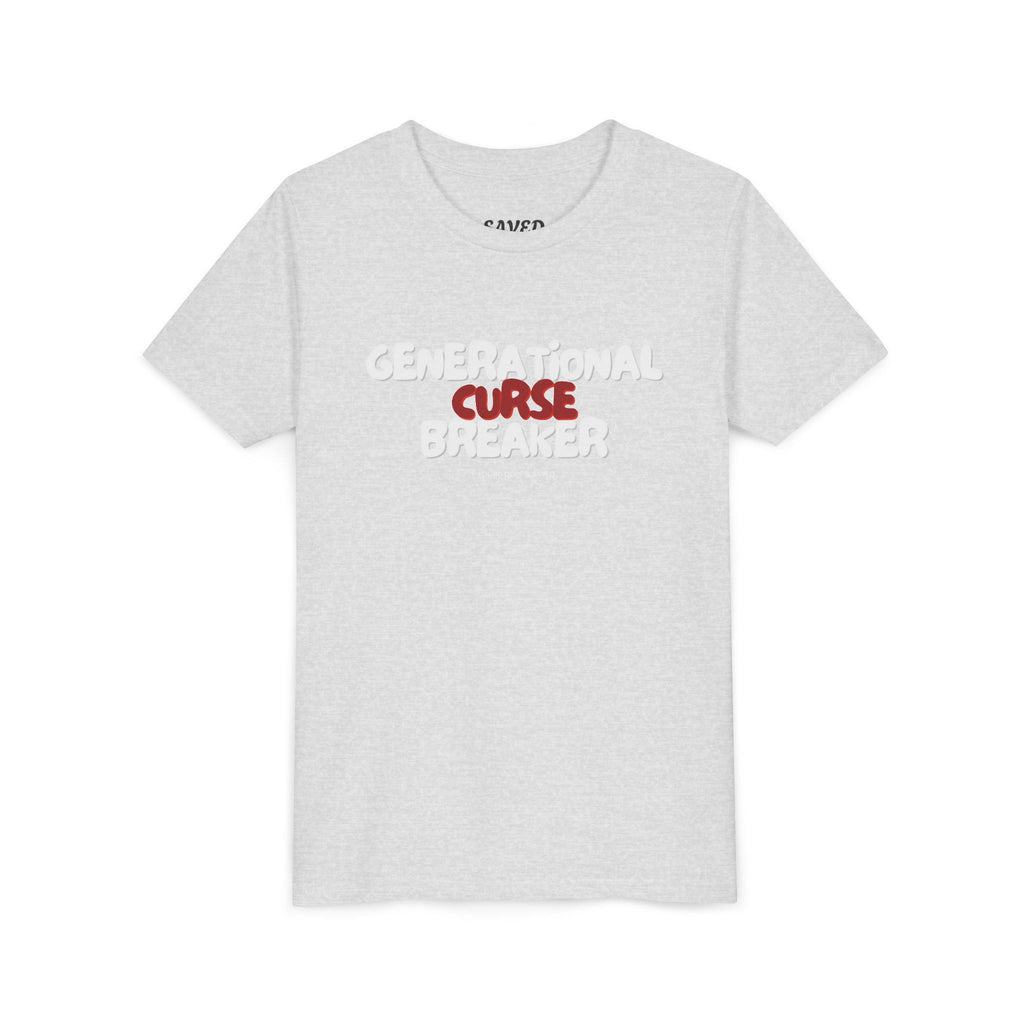 Generational Curse Breaker Youth Short Sleeve Tee with Inspirational Text, Faith-Based T-Shirt, Religious Youth Wear, Cute Christian Gift, Summer Tee