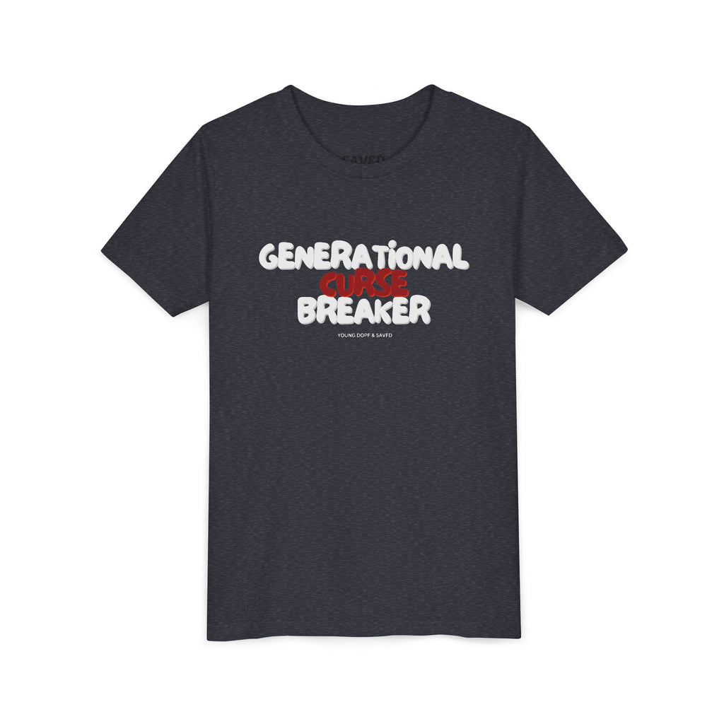 Generational Curse Breaker Youth Short Sleeve Tee with Inspirational Text, Faith-Based T-Shirt, Religious Youth Wear, Cute Christian Gift, Summer Tee