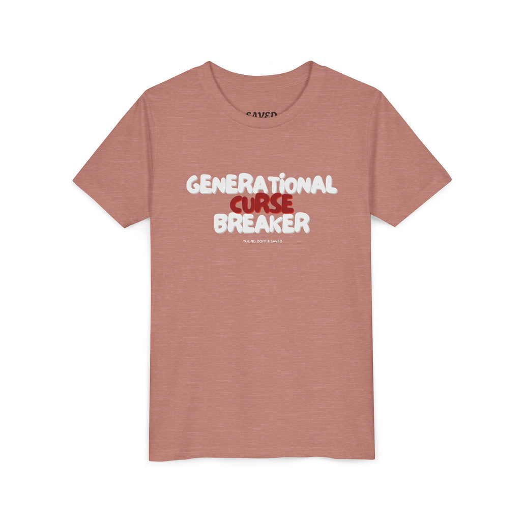 Generational Curse Breaker Youth Short Sleeve Tee with Inspirational Text, Faith-Based T-Shirt, Religious Youth Wear, Cute Christian Gift, Summer Tee