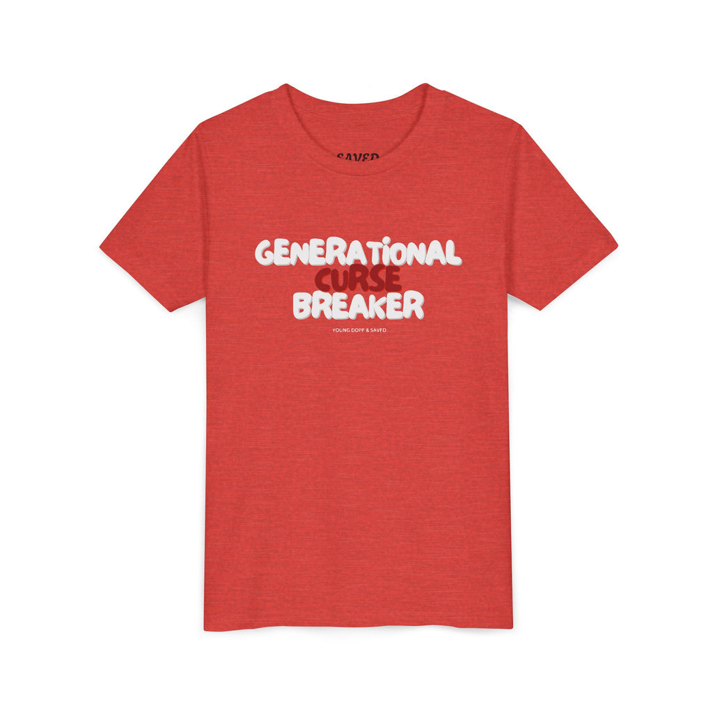 Generational Curse Breaker Youth Short Sleeve Tee with Inspirational Text, Faith-Based T-Shirt, Religious Youth Wear, Cute Christian Gift, Summer Tee