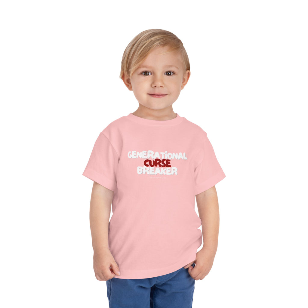 Generational Curse Breaker Toddler Short Sleeve Tee with 'Curse' Design and 'Romans 10:13' Quote, Cute Kids' Casual Top, Faith-Based Gift, Summer Essentials, [...]