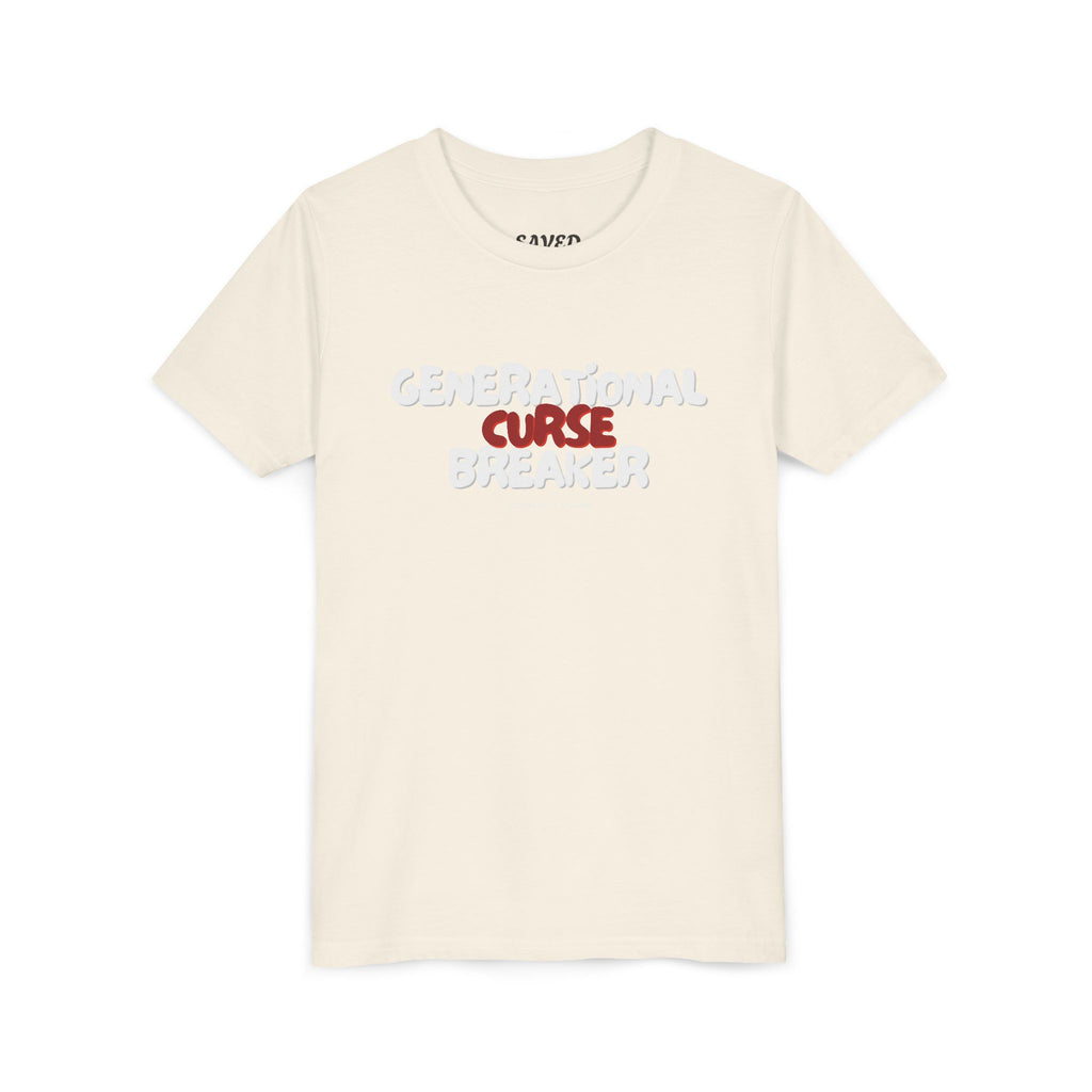 Generational Curse Breaker Youth Short Sleeve Tee with Inspirational Text, Faith-Based T-Shirt, Religious Youth Wear, Cute Christian Gift, Summer Tee