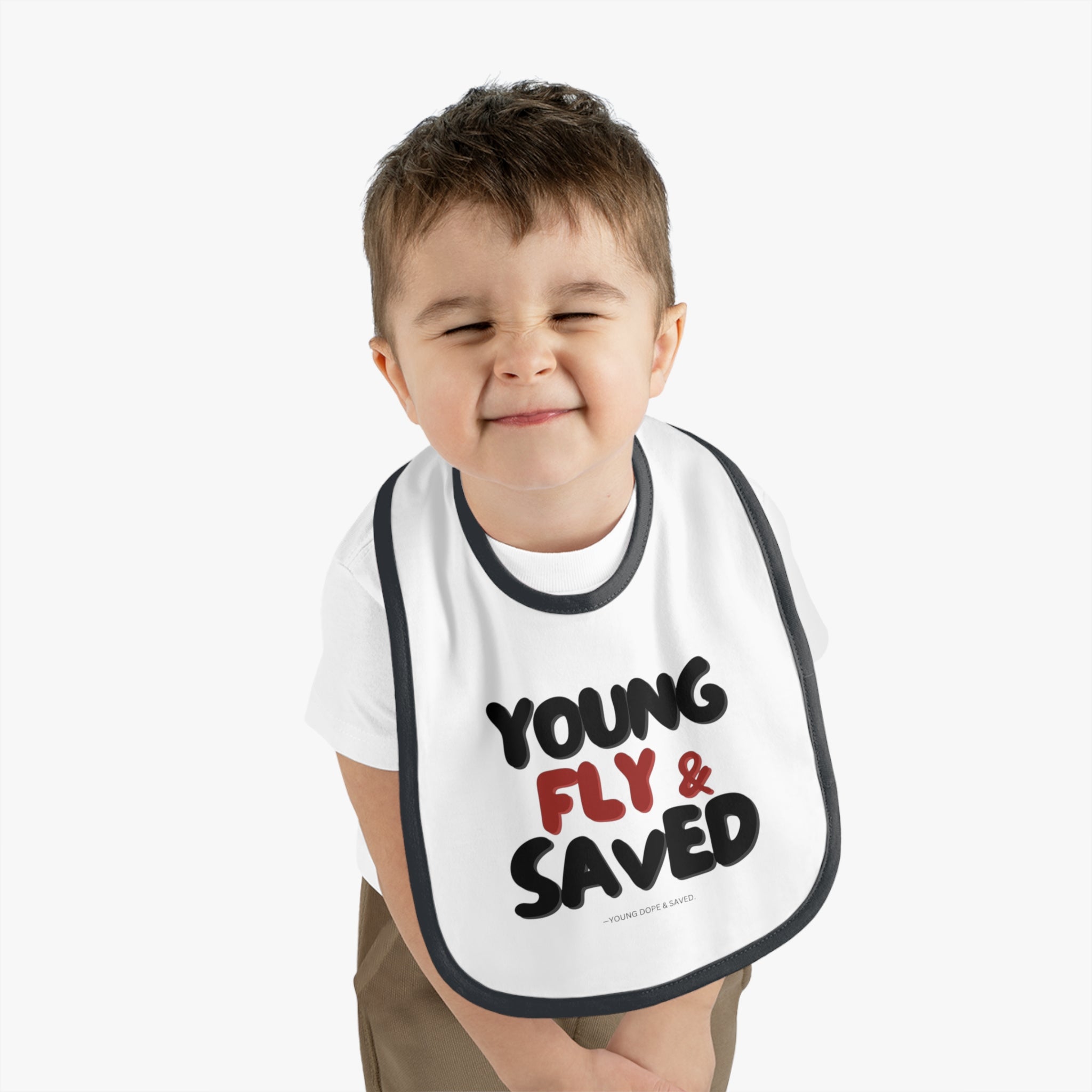 Baby Bib for Trendy Kids, Young Fly & Saved Bib, Cute Baby Shower Gift, Fun Feeding Accessory, Unique Infant Bib