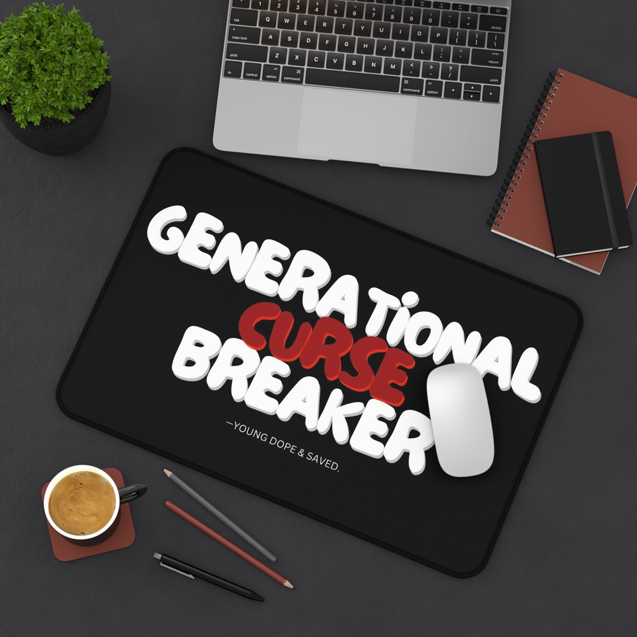 Generational Curse Breaker Desk Mat - Empowering Workspace Decor, Gamer Gift, College Essential, Inspirational Office Mat, Custom Mouse Pad