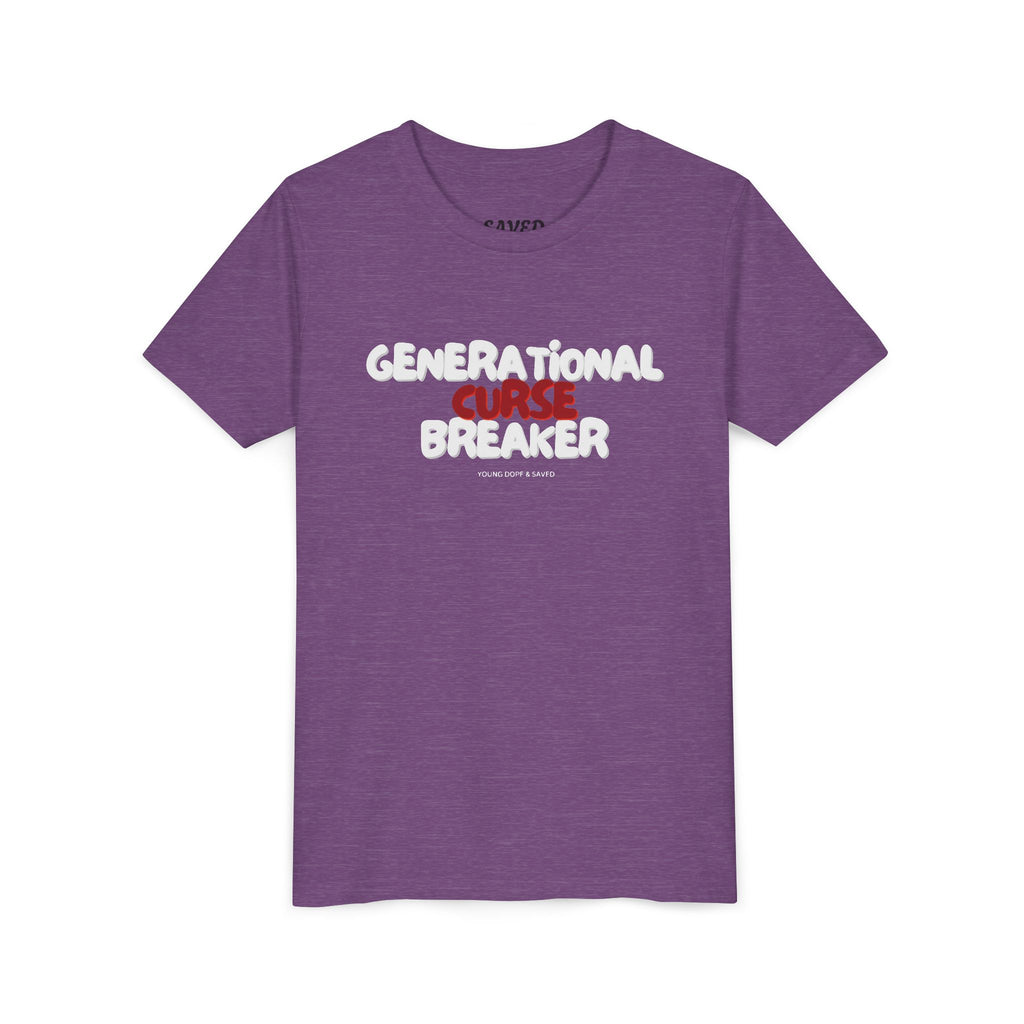 Generational Curse Breaker Youth Short Sleeve Tee with Inspirational Text, Faith-Based T-Shirt, Religious Youth Wear, Cute Christian Gift, Summer Tee