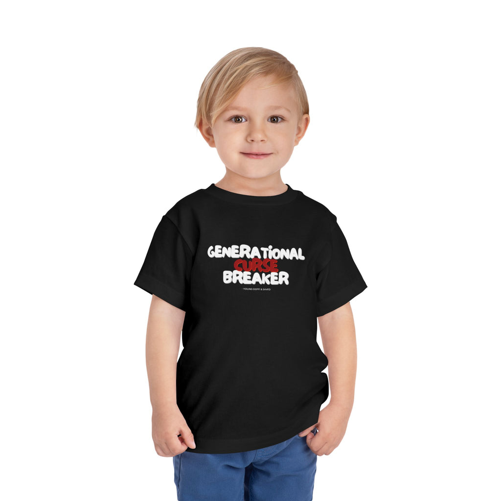 Generational Curse Breaker Toddler Short Sleeve Tee with 'Curse' Design and 'Romans 10:13' Quote, Cute Kids' Casual Top, Faith-Based Gift, Summer Essentials, [...]