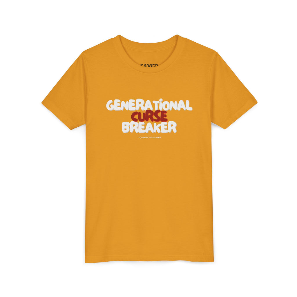 Generational Curse Breaker Youth Short Sleeve Tee with Inspirational Text, Faith-Based T-Shirt, Religious Youth Wear, Cute Christian Gift, Summer Tee