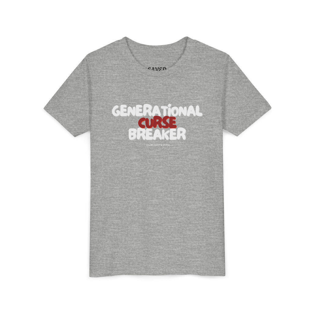 Generational Curse Breaker Youth Short Sleeve Tee with Inspirational Text, Faith-Based T-Shirt, Religious Youth Wear, Cute Christian Gift, Summer Tee