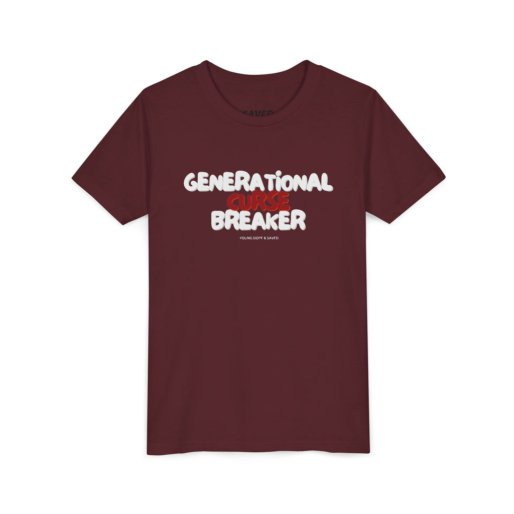 Generational Curse Breaker Youth Short Sleeve Tee with Inspirational Text, Faith-Based T-Shirt, Religious Youth Wear, Cute Christian Gift, Summer Tee