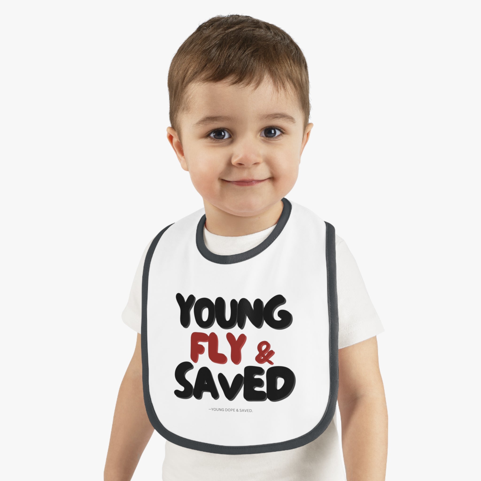 Baby Bib for Trendy Kids, Young Fly & Saved Bib, Cute Baby Shower Gift, Fun Feeding Accessory, Unique Infant Bib