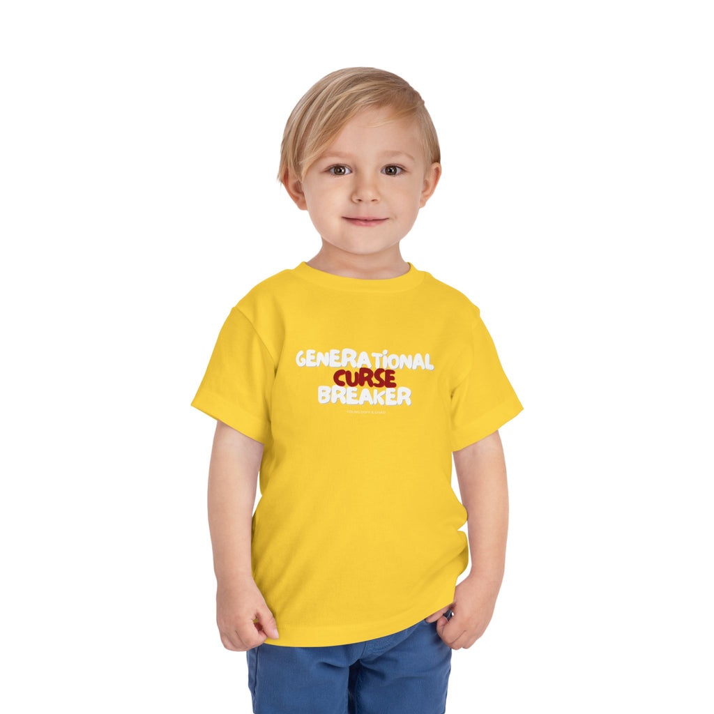Generational Curse Breaker Toddler Short Sleeve Tee with 'Curse' Design and 'Romans 10:13' Quote, Cute Kids' Casual Top, Faith-Based Gift, Summer Essentials, [...]