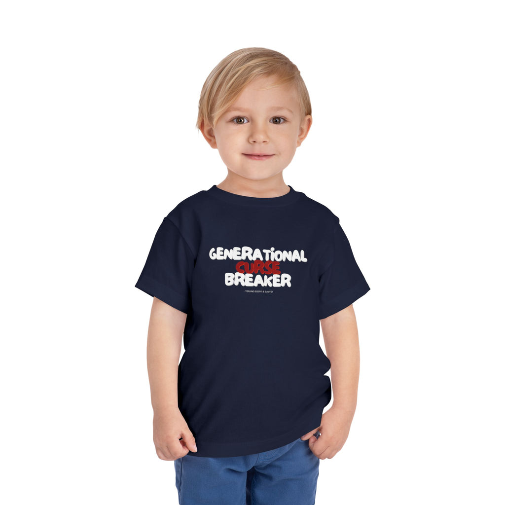 Generational Curse Breaker Toddler Short Sleeve Tee with 'Curse' Design and 'Romans 10:13' Quote, Cute Kids' Casual Top, Faith-Based Gift, Summer Essentials, [...]