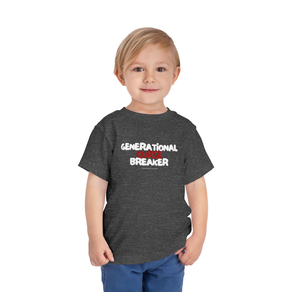 Generational Curse Breaker Toddler Short Sleeve Tee with 'Curse' Design and 'Romans 10:13' Quote, Cute Kids' Casual Top, Faith-Based Gift, Summer Essentials, [...]