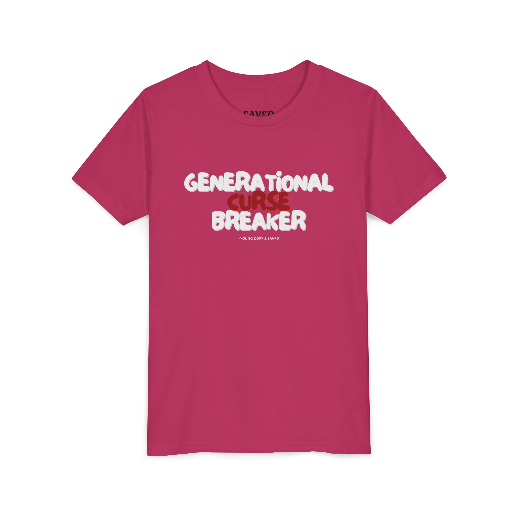 Generational Curse Breaker Youth Short Sleeve Tee with Inspirational Text, Faith-Based T-Shirt, Religious Youth Wear, Cute Christian Gift, Summer Tee