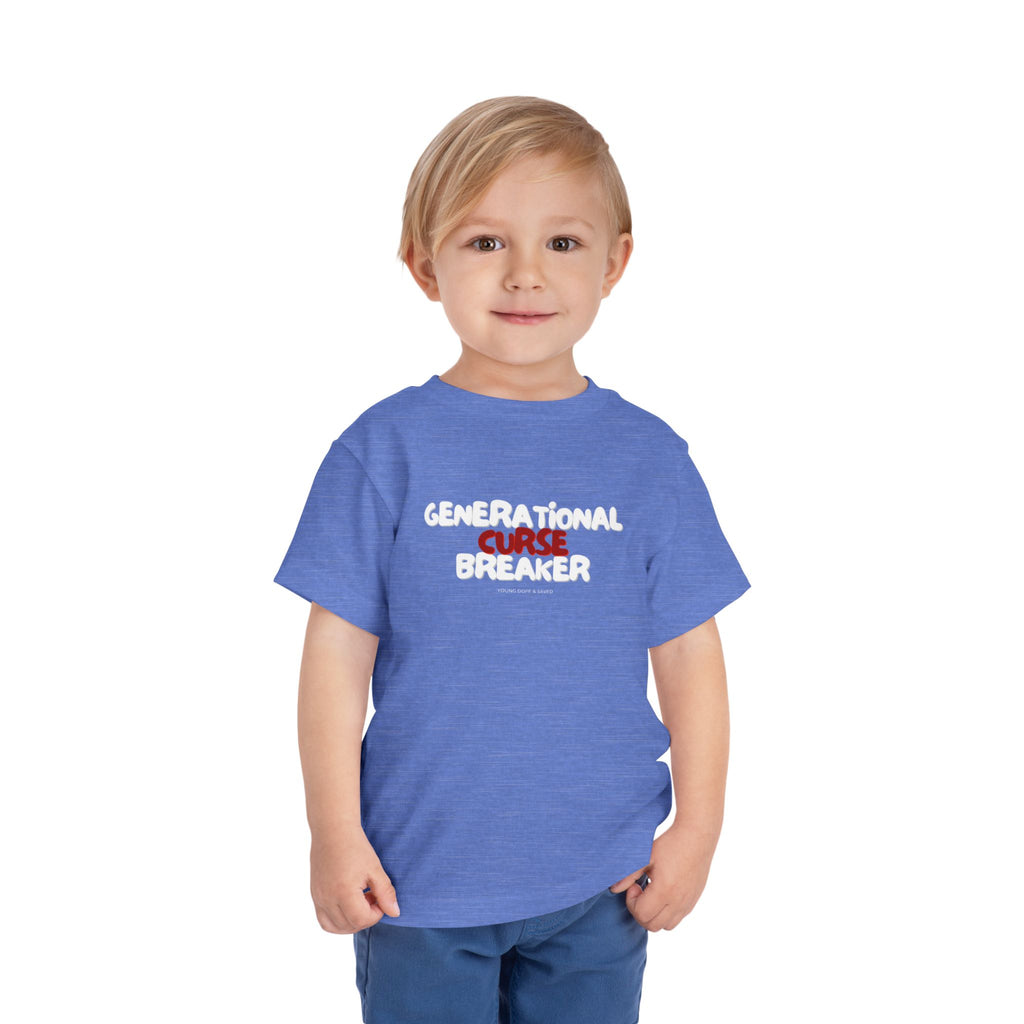 Generational Curse Breaker Toddler Short Sleeve Tee with 'Curse' Design and 'Romans 10:13' Quote, Cute Kids' Casual Top, Faith-Based Gift, Summer Essentials, [...]