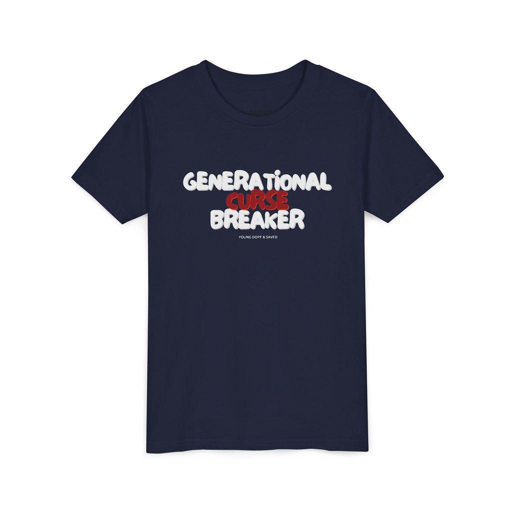 Generational Curse Breaker Youth Short Sleeve Tee with Inspirational Text, Faith-Based T-Shirt, Religious Youth Wear, Cute Christian Gift, Summer Tee