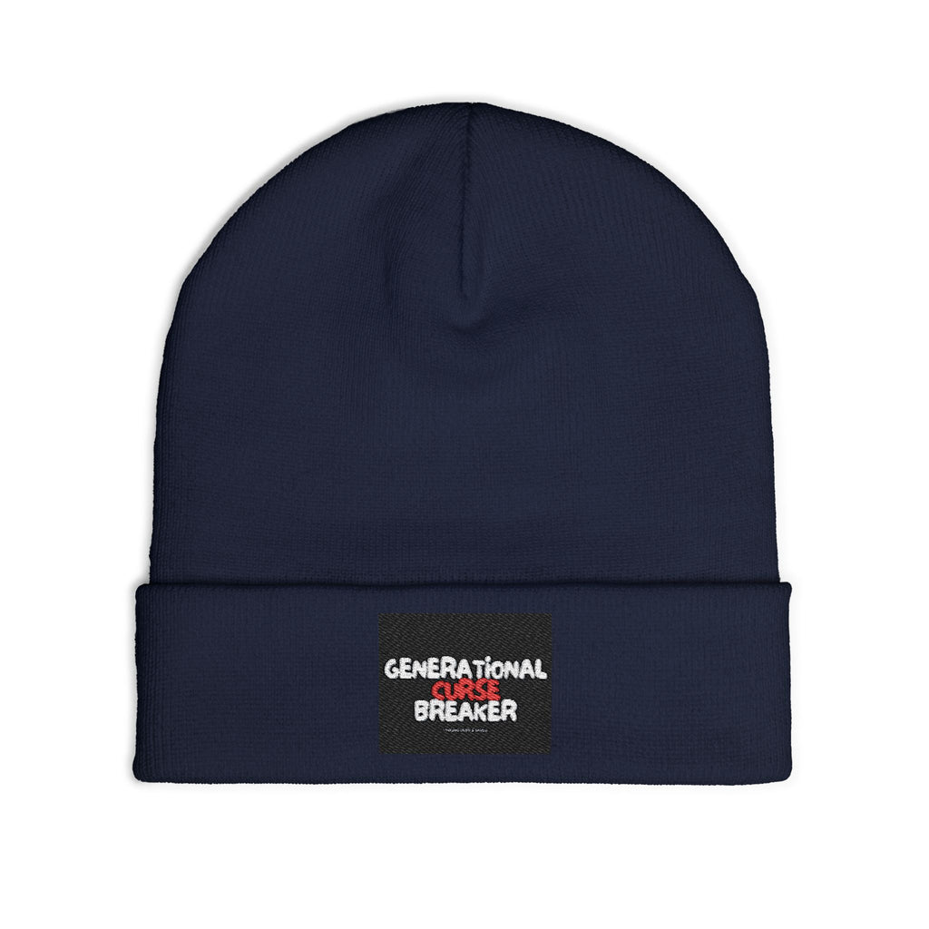 Generational Curse Breaker Knit Beanie, Warm Winter Hat, Trendy Beanie, Gift for Teen, Unique Embroidered Hat