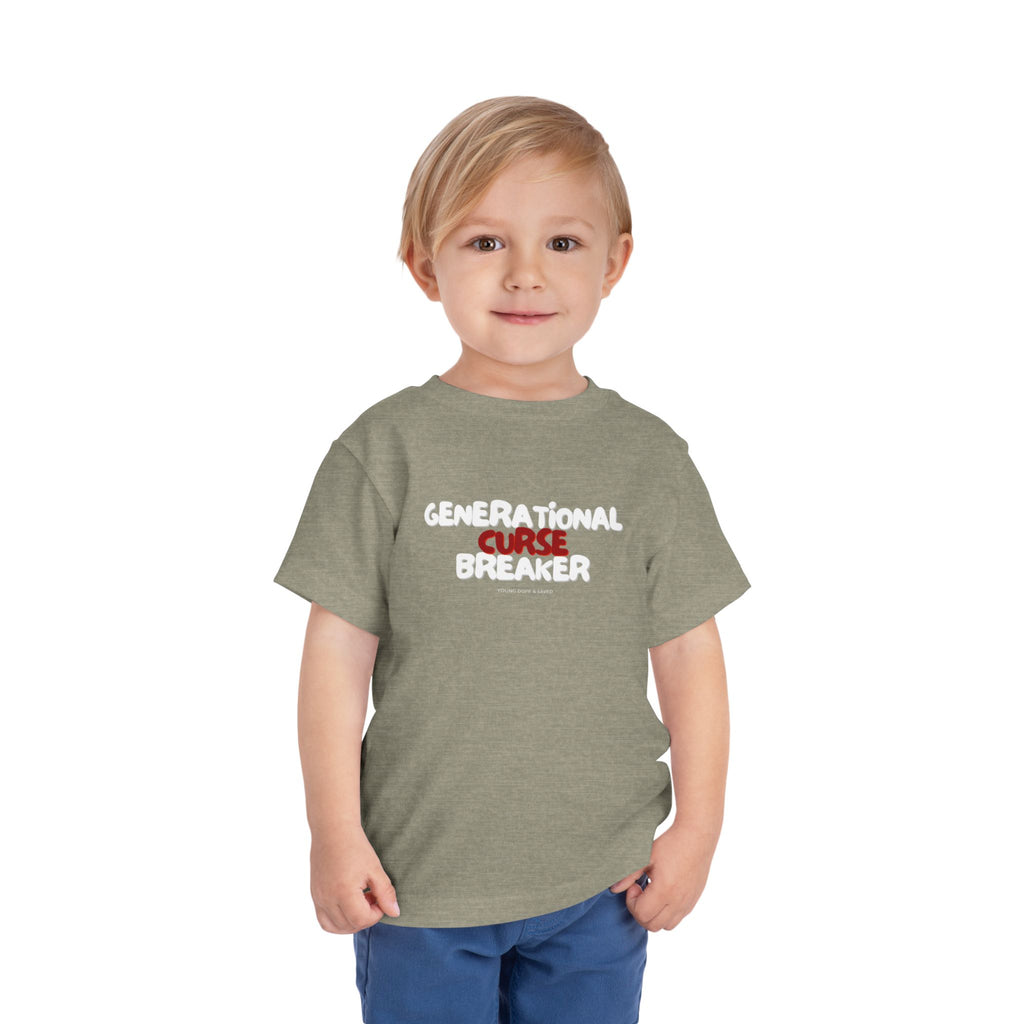Generational Curse Breaker Toddler Short Sleeve Tee with 'Curse' Design and 'Romans 10:13' Quote, Cute Kids' Casual Top, Faith-Based Gift, Summer Essentials, [...]
