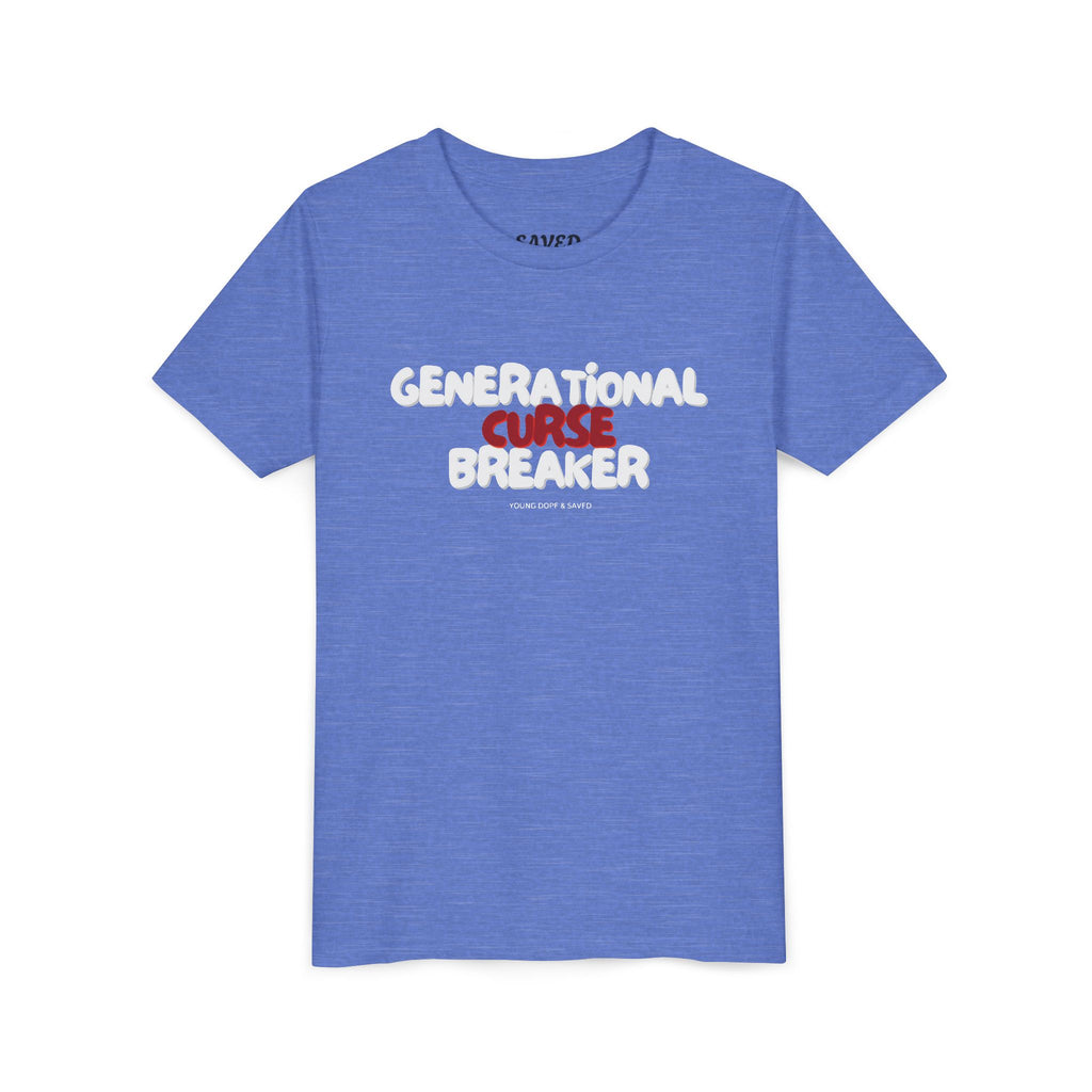 Generational Curse Breaker Youth Short Sleeve Tee with Inspirational Text, Faith-Based T-Shirt, Religious Youth Wear, Cute Christian Gift, Summer Tee