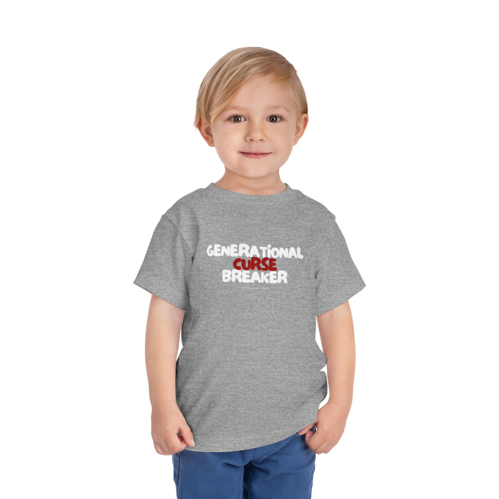 Generational Curse Breaker Toddler Short Sleeve Tee with 'Curse' Design and 'Romans 10:13' Quote, Cute Kids' Casual Top, Faith-Based Gift, Summer Essentials, [...]