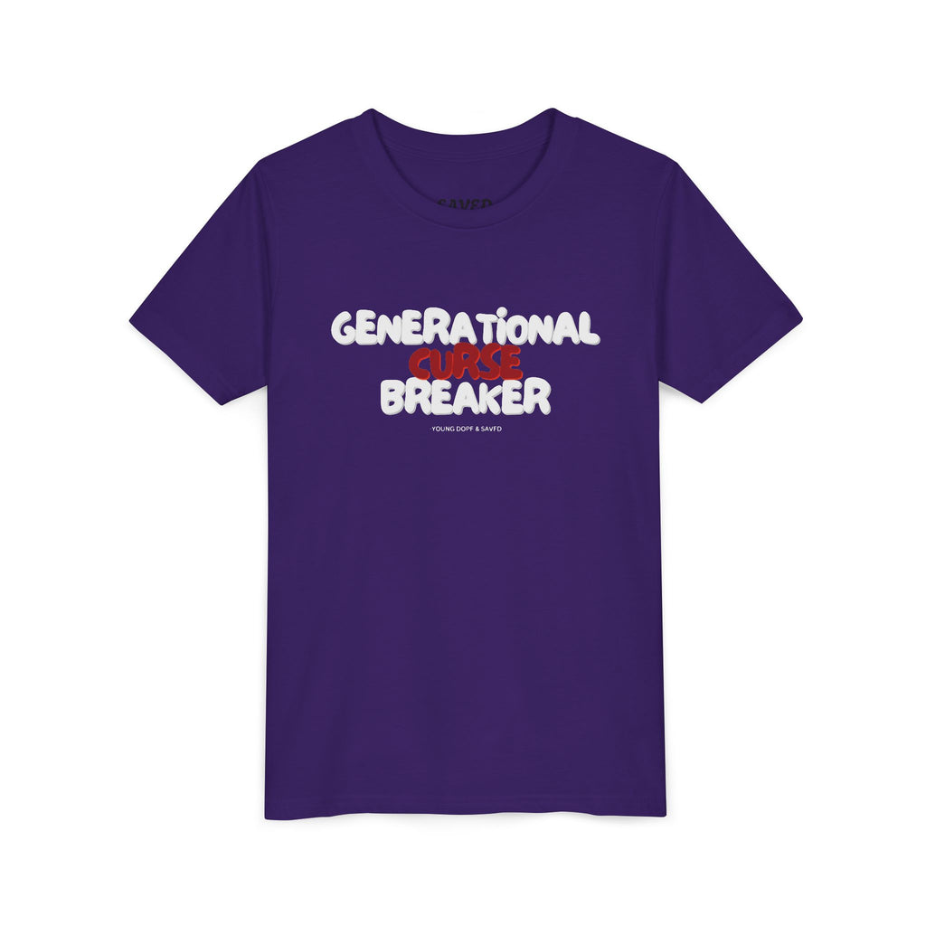 Generational Curse Breaker Youth Short Sleeve Tee with Inspirational Text, Faith-Based T-Shirt, Religious Youth Wear, Cute Christian Gift, Summer Tee