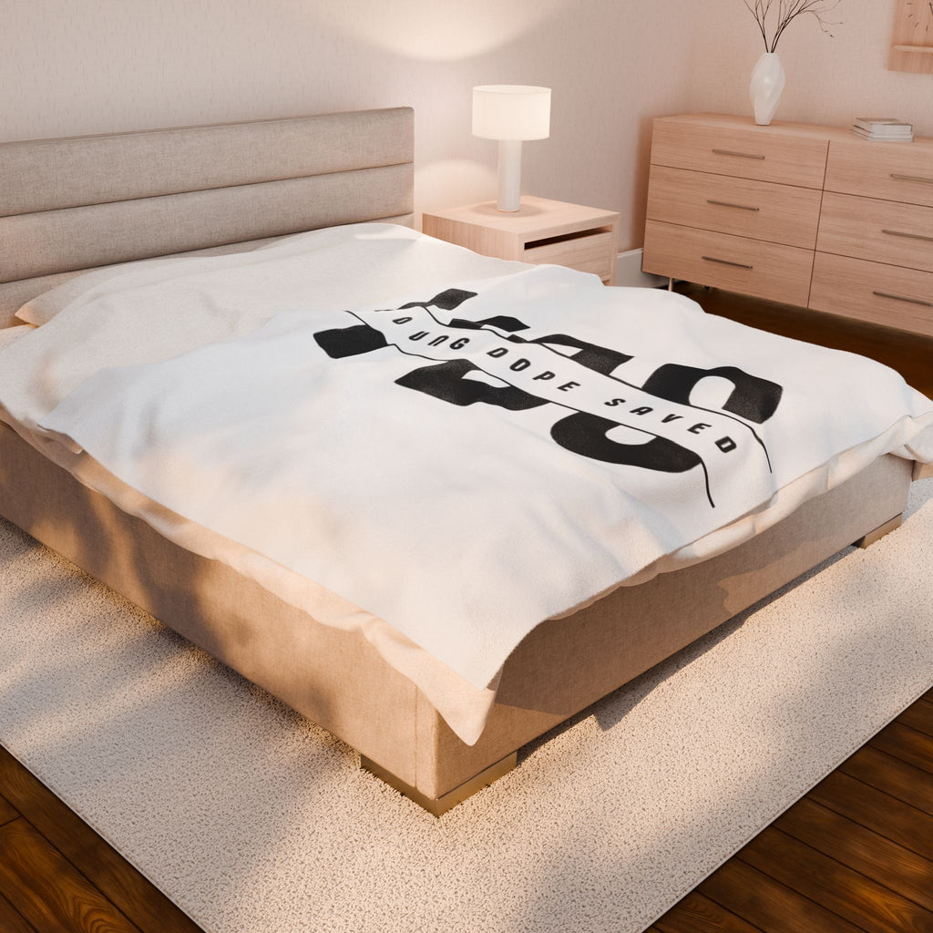 Cozy Velveteen Plush Young Dope & Saved Blanket - Soft Throw for Home, Travel, Gifts, Living Room Decor, Young Dope Saved Design