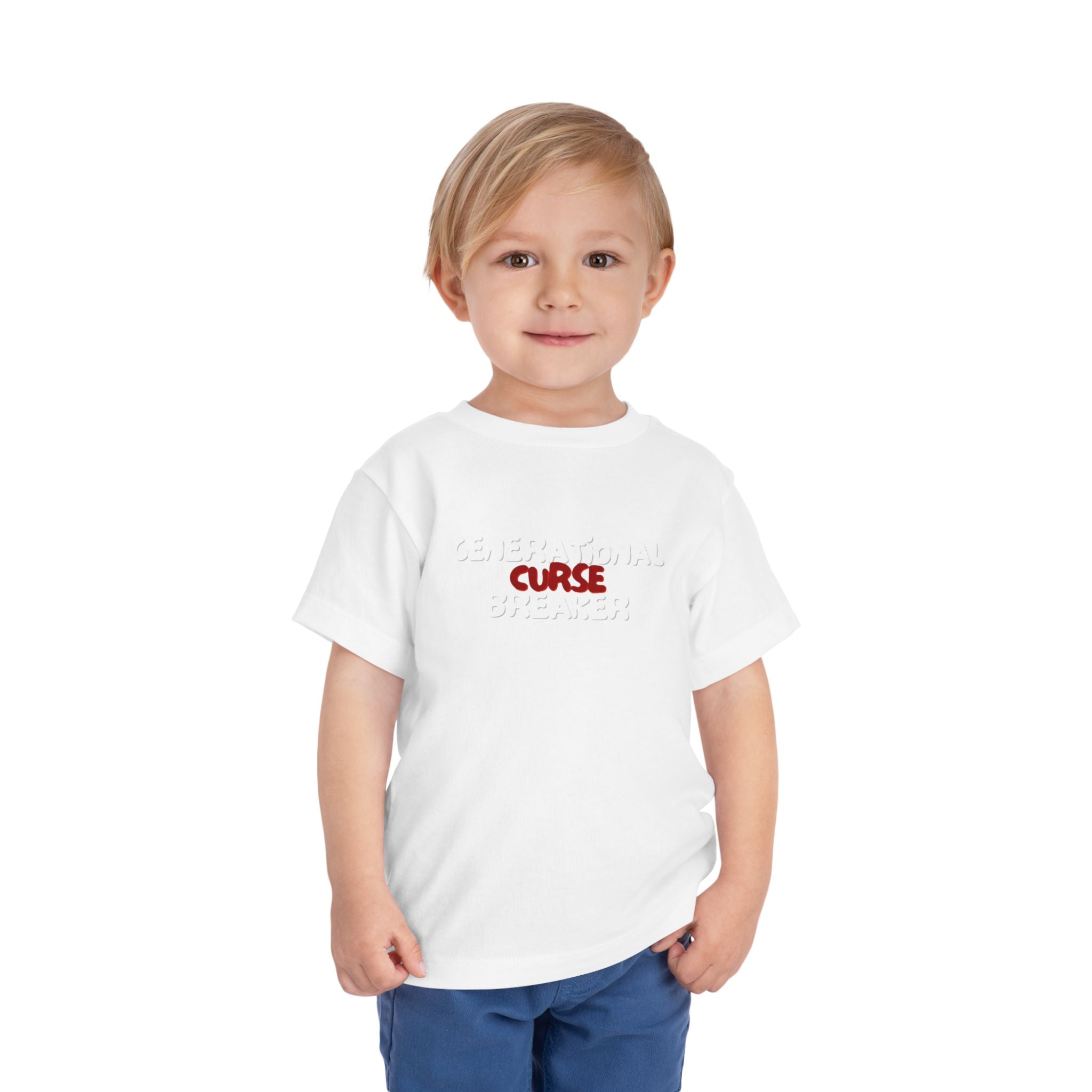 Generational Curse Breaker Toddler Short Sleeve Tee with 'Curse' Design and 'Romans 10:13' Quote, Cute Kids' Casual Top, Faith-Based Gift, Summer Essentials, [...]