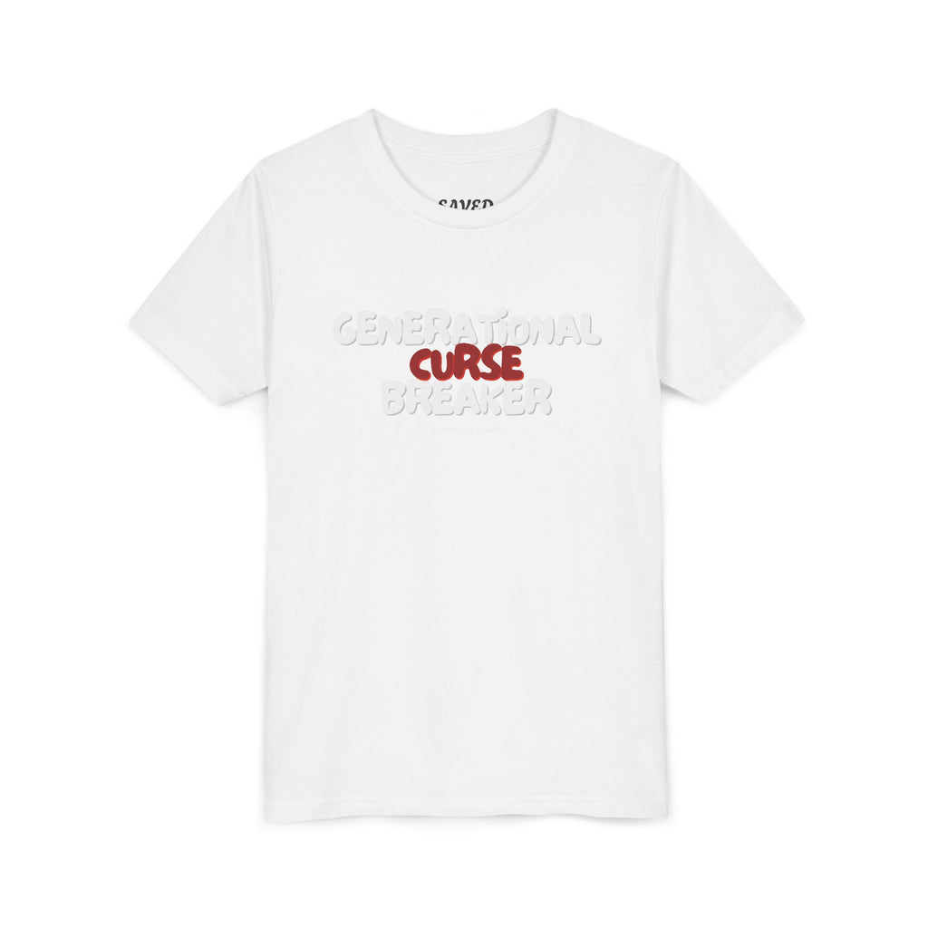 Generational Curse Breaker Youth Short Sleeve Tee with Inspirational Text, Faith-Based T-Shirt, Religious Youth Wear, Cute Christian Gift, Summer Tee