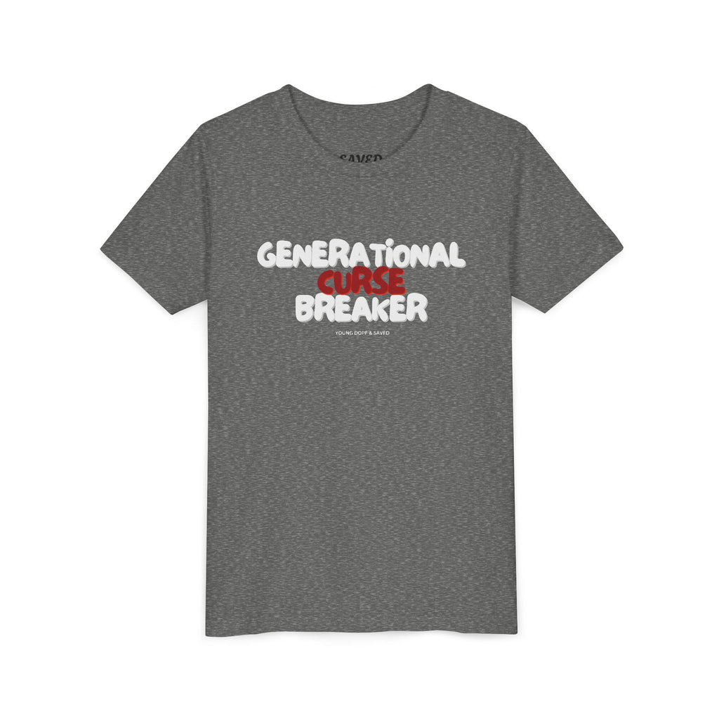 Generational Curse Breaker Youth Short Sleeve Tee with Inspirational Text, Faith-Based T-Shirt, Religious Youth Wear, Cute Christian Gift, Summer Tee