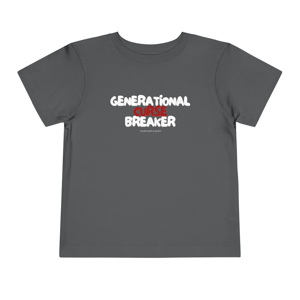Generational Curse Breaker Toddler Short Sleeve Tee with 'Curse' Design and 'Romans 10:13' Quote, Cute Kids' Casual Top, Faith-Based Gift, Summer Essentials, [...]