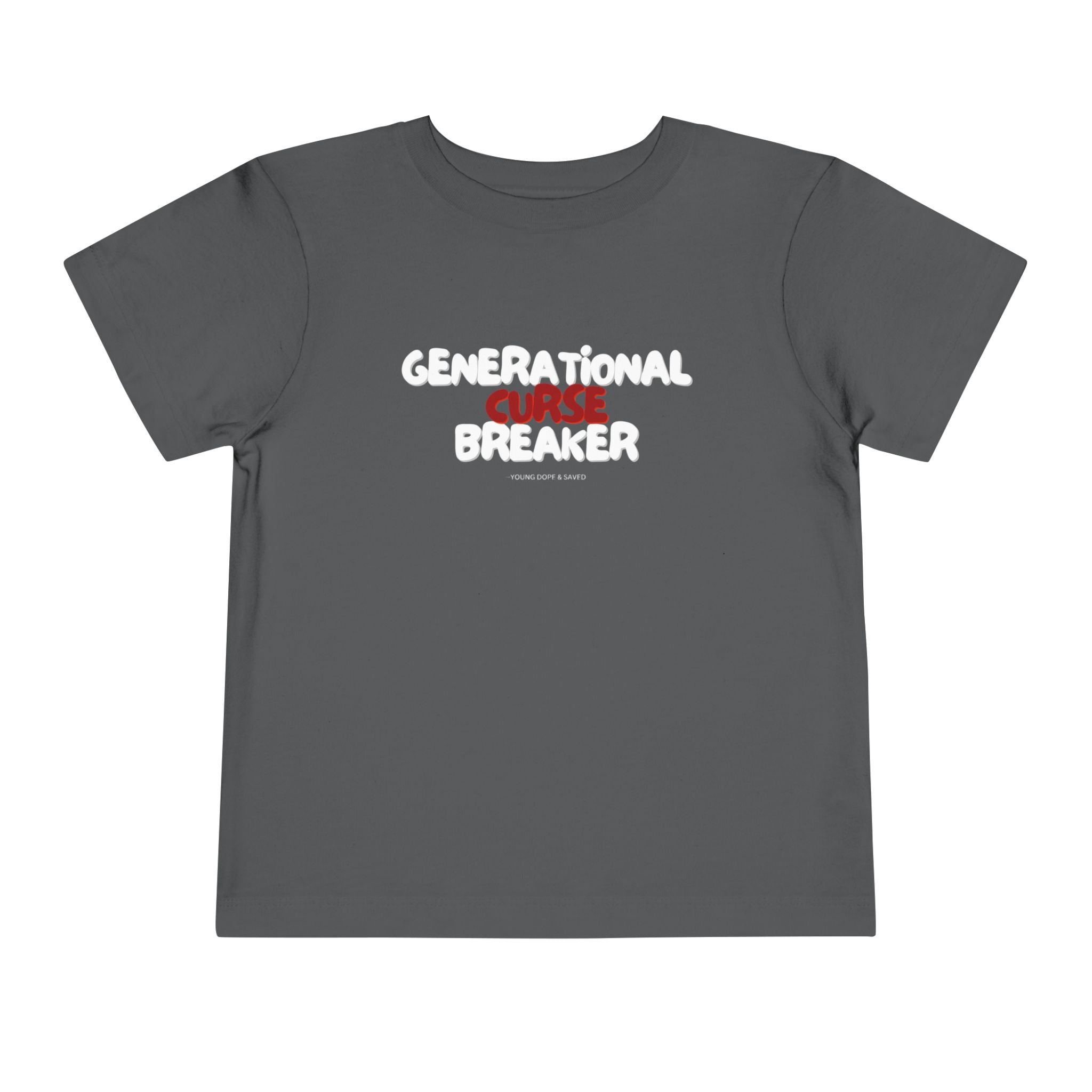 Generational Curse Breaker Toddler Short Sleeve Tee with 'Curse' Design and 'Romans 10:13' Quote, Cute Kids' Casual Top, Faith-Based Gift, Summer Essentials, [...]