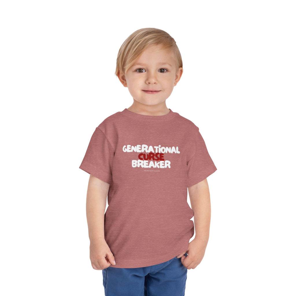 Generational Curse Breaker Toddler Short Sleeve Tee with 'Curse' Design and 'Romans 10:13' Quote, Cute Kids' Casual Top, Faith-Based Gift, Summer Essentials, [...]